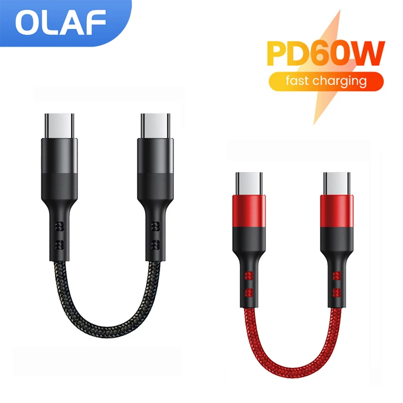 PD60W 30cm Short USB C Cable For iPhone 15 Samsung USB Type C To Type C Data Cable Fast Charger Charging Cable For Power Bank