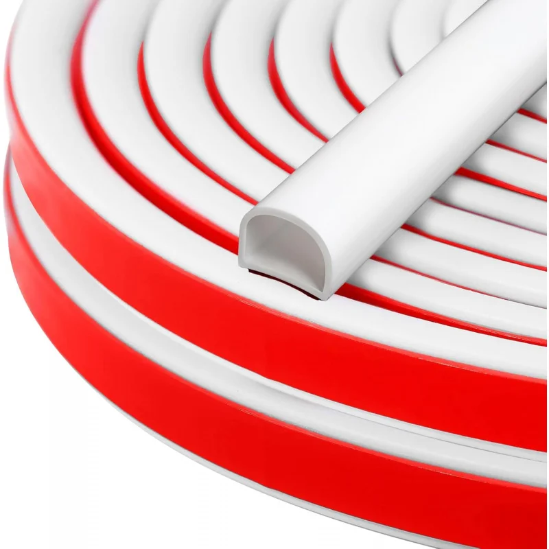 고무 날씨 스트리핑 도어 씰, 3/8() x 1/4(T) x 19. (L) D자형 자체 접착 실리콘 날씨 스트리핑,