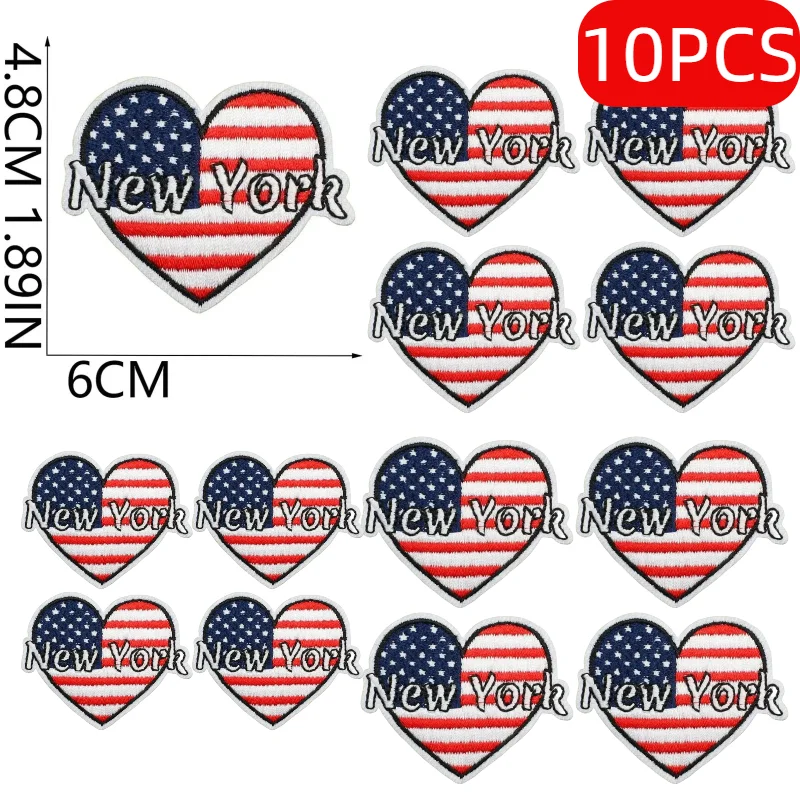 10/100PCS WholesalePatches Statue of Liberty Sew on Patch for DIY Clothing Lots of USA New York City Travel Embroidered Iron on