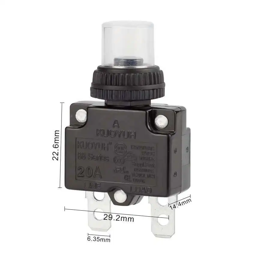 Kuoyuh 88 Series Plastic Nut Resettable Thermal Motor Protection Circuit Breaker