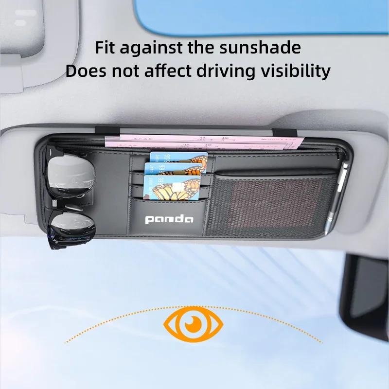 Car Sun Visor Organizer Storage For Fiat Panda 2011 Coss4x4 Sunshade Business Card Holder CD DVD Sunglasses Clip Stowing Tidying