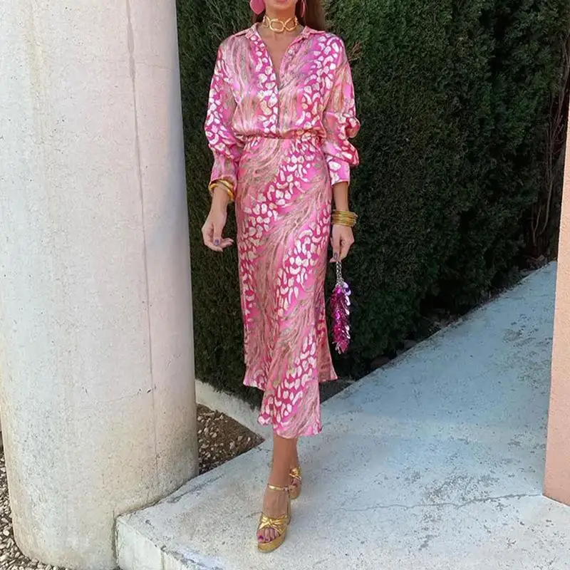 

Женский комплект футболок с высокой талией и воротником с цветочным принтом Ele, осенняя модная повседневная рабочая одежда