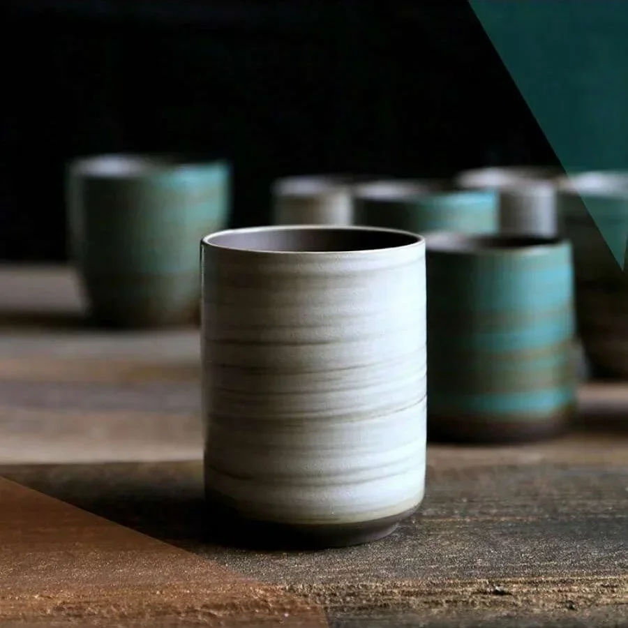 

Hand-Painted Crackle Glaze Stoneware Mug, Vintage Asian Ceramic Coffee Tea Cup, Dishwasher Safe Gift Home Use Zen Aromatherapy