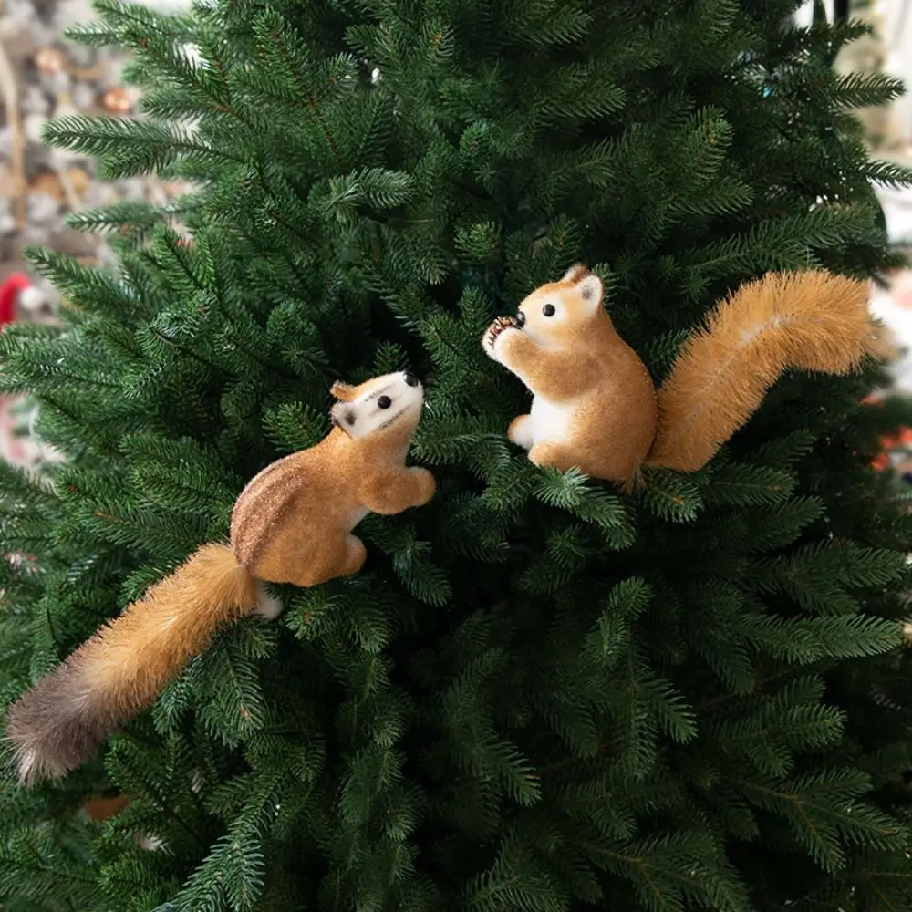 High Quality Foam Squirrel Ornament Scene Model Crafts Simulated Squirrel Cartoon Merry Christmas Squirrel Figure