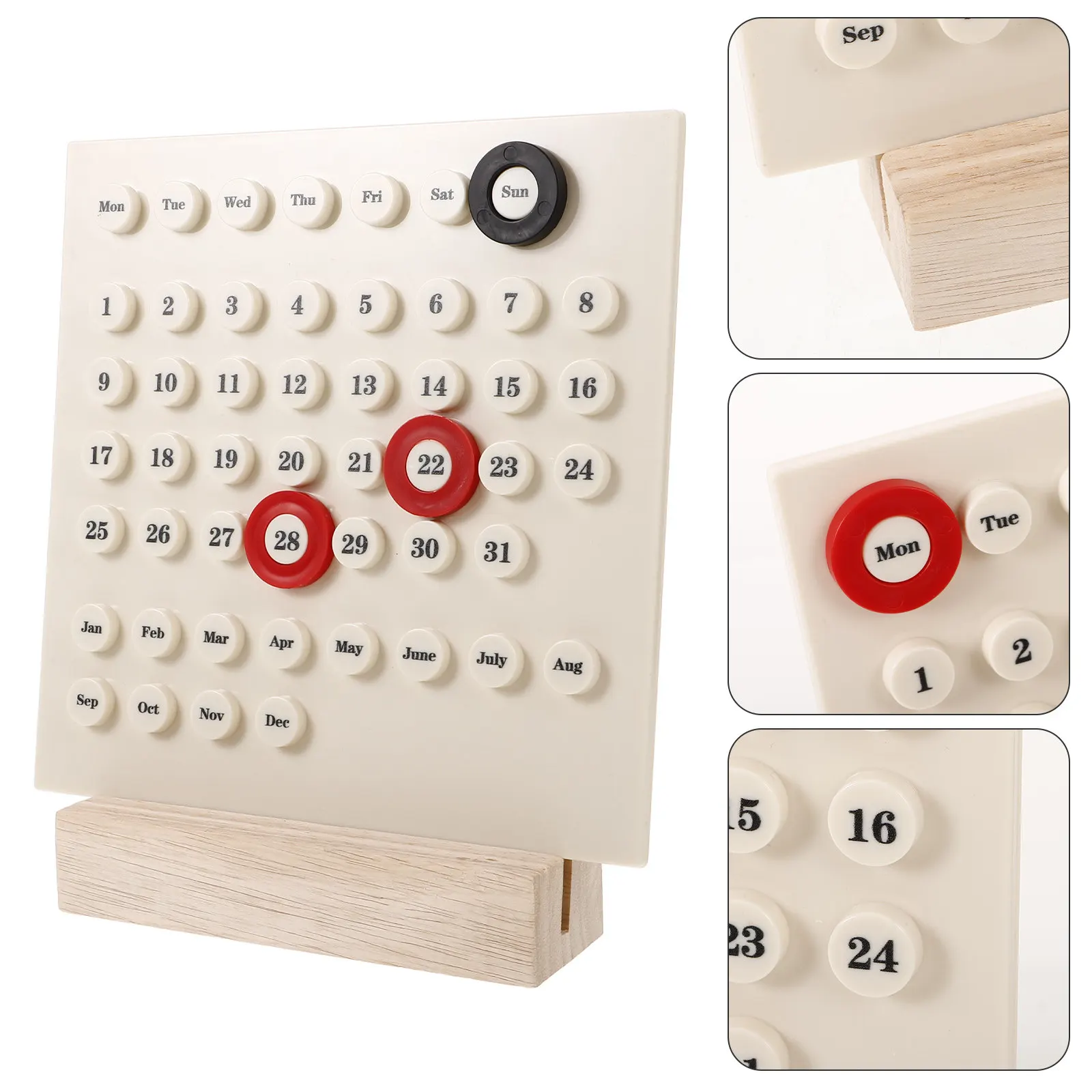Milk White Vintage DIY Perpetual Calendar for Desk Decor Wooden Block Flip Calendar Home Office 2024-2025 Desktop