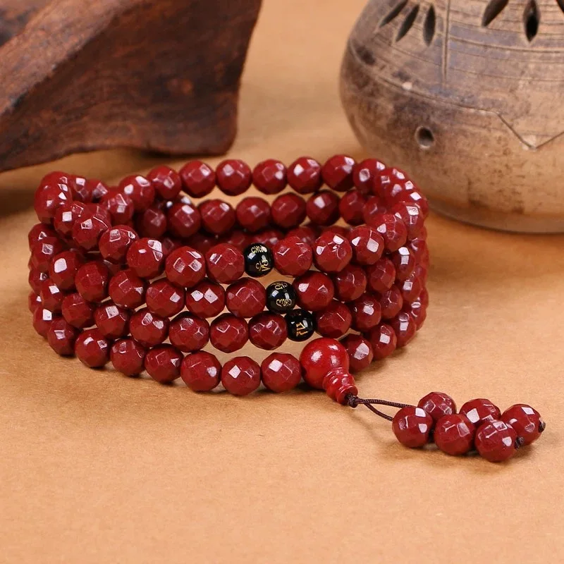 Natural Ore 108 Pieces Beads Angle Cut Surface CarvedEmperor Purple Gold Sand Bracelet for