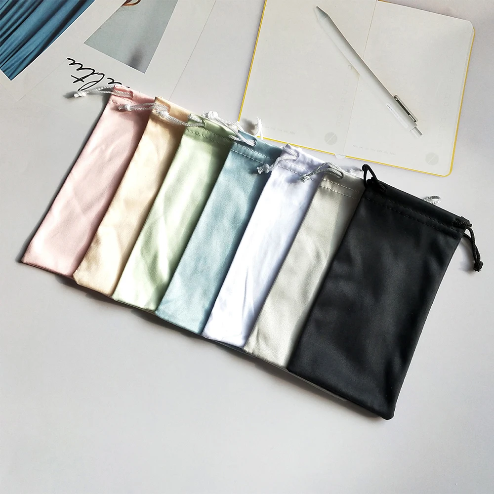 Soft Sunglasses Bag Drawstring Pouch Glasses Case Holder for Kids Women Waterproof Dustproof Eyewear Bag Black Blue Gray 18*9cm