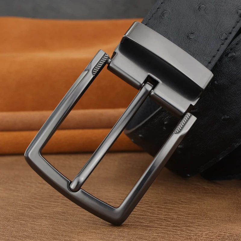 High Quality Fashion Men 3.8Cm Wide Designer Belts Pin Buckle Leather Luxury Brand Gray Genuine Leather Young Men Cinto Masculin