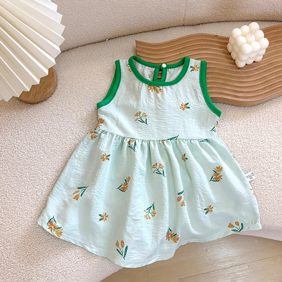 

Summer Cool And Breathable Children's Floral Skirt Kids Vest Dress Girls Casual Camisole Dresses Korean Baby Girl Princess Dress