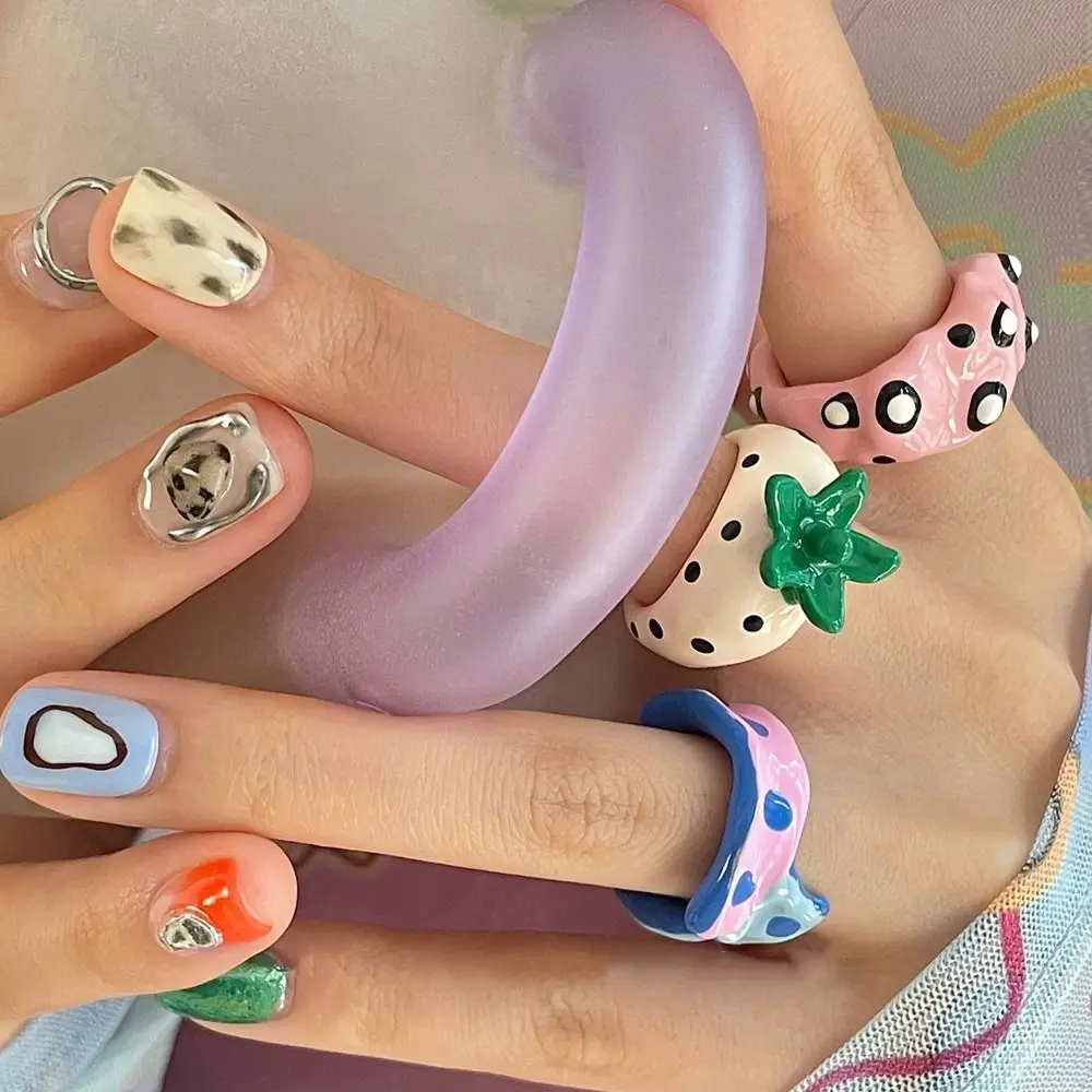 Ins Style Y2K Niche Design Stripe Girl  Gift Oil Dropping Process Fashion Jewelry Vintage Ring Women Ring Korean Style Ring