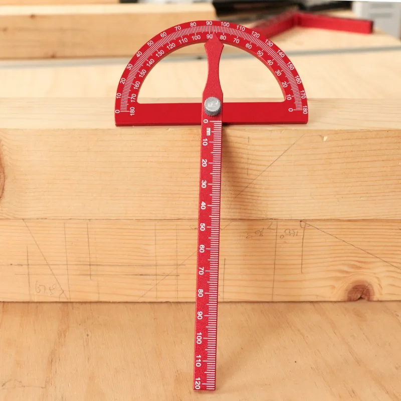 Adjustable protractor, angle ruler scribing ruler T-shaped metric angle ruler, woodworking DIY