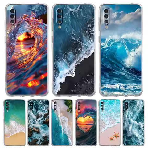 Phone Case For Samsung A56 A36 A26 A16 A14 A12 A22 A32 5G A34 A42 A52 A54 A50 A70 A40 A20S A04S A06 Cover Blue Sea Ocean Waves