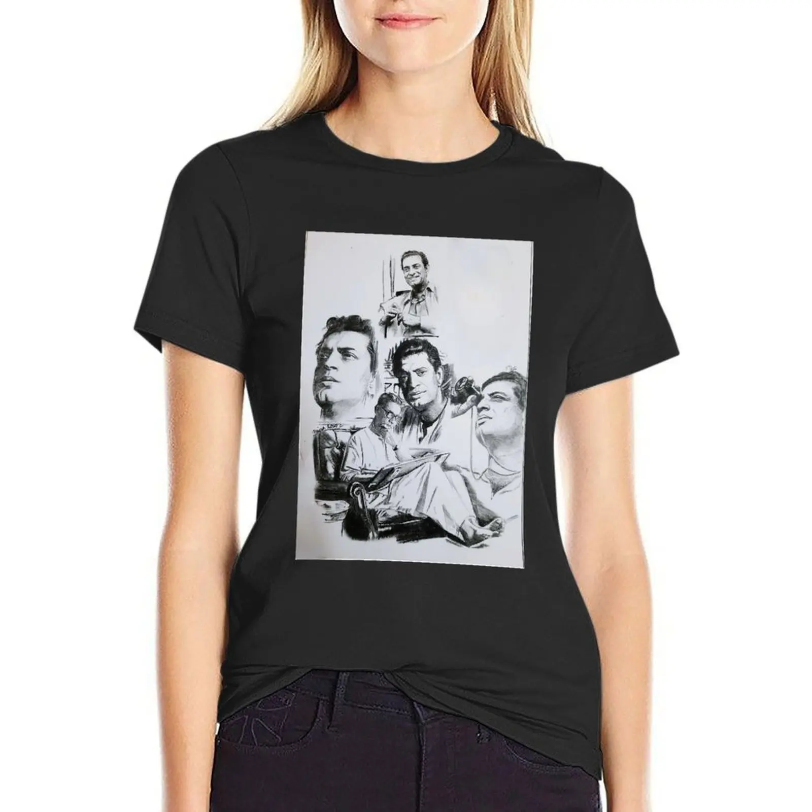 Satyajit Ray Collage T-Shirt cute tops Blouse Aesthetic clothing t shirt for Women