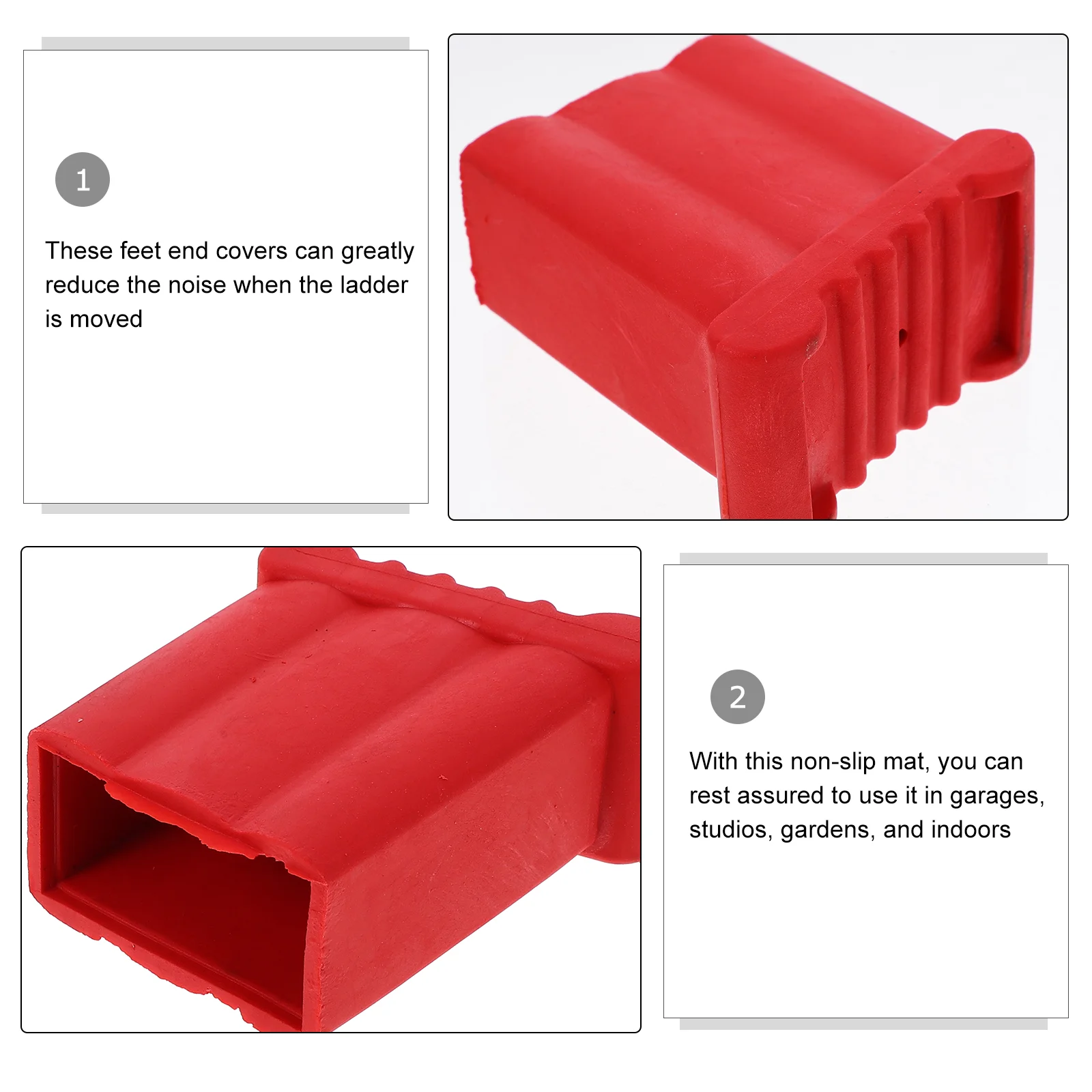 사다리 발 보호 패드 액세서리, 발 커버 발판, 빨간색 미끄럼 방지 보호대, 800x700x370cm, 2 개