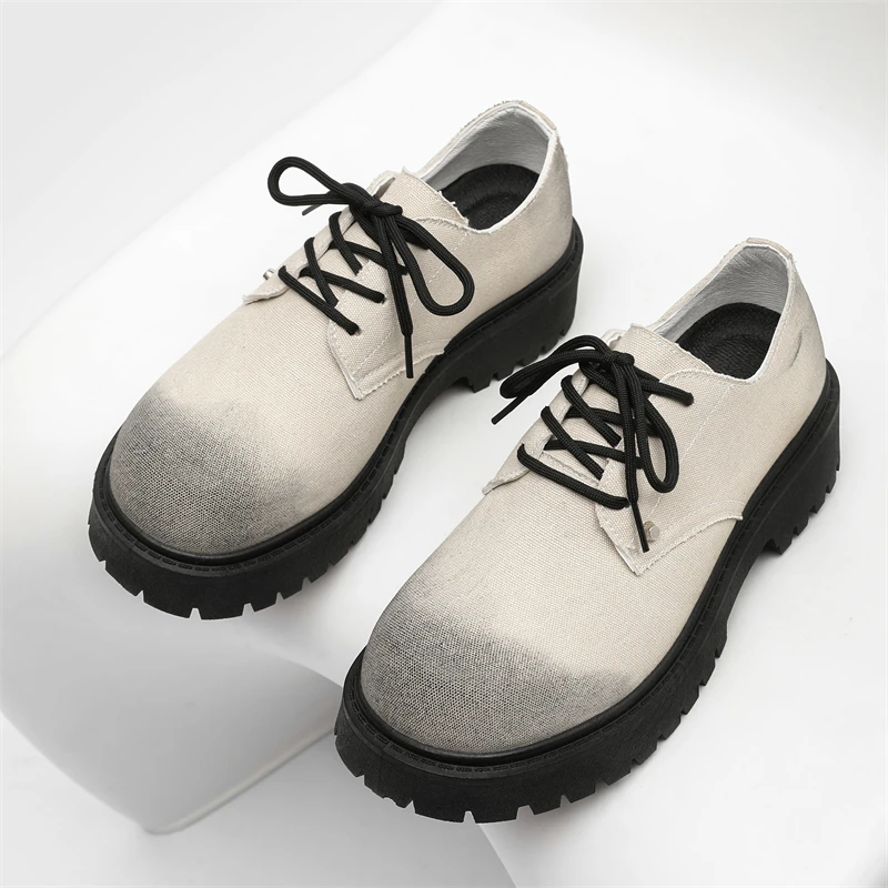 

Men’s Retro Wide Toe Derby Shoes – British Style Thick Sole Business Casual Height Increasing Oxfords for Spring Autumn