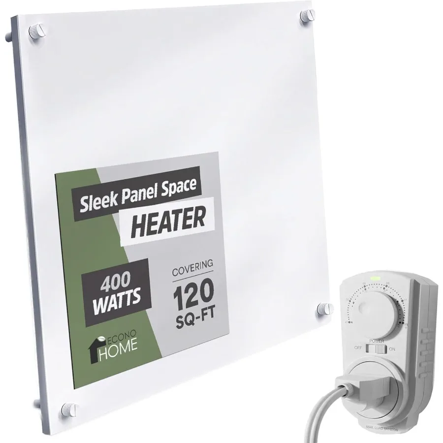 

Convection Wall Heater with Thermostat - 400W Electric Wall Mounted Space Heater Panel - Updated Model 120V - Heats Rooms up to