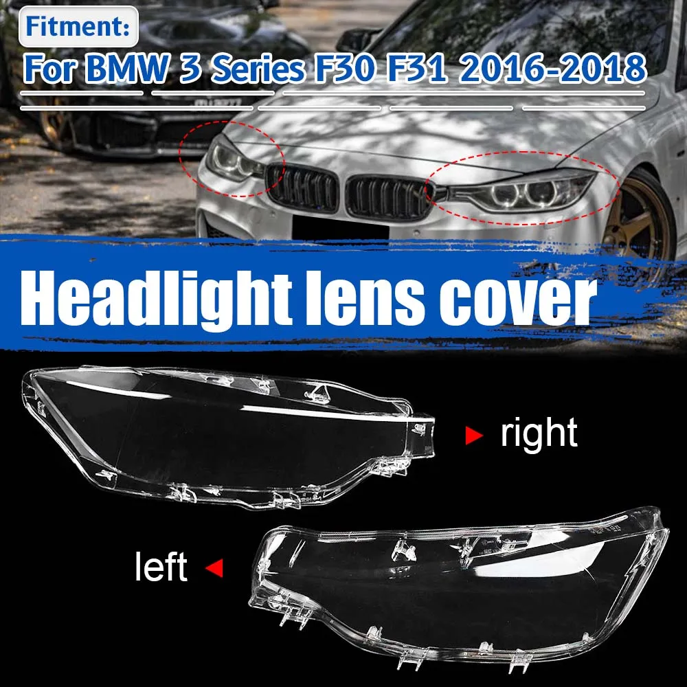 

For BMW 3 Series F30 F31 2016-2018 Front Car Protective Headlight Glass Lens Cover Shade Shell Transparent Light Housing Lamp