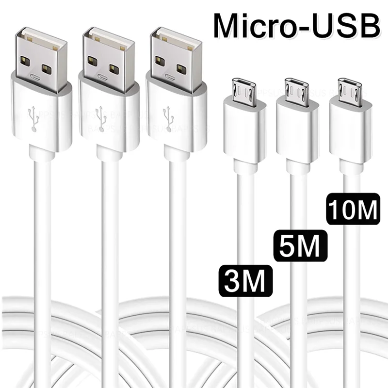 1-10M Micro USB Super Extra Long Data Cable Quick Charging Wire for Android Xiaomi Camera VR Monitor Power Bank Extension Cord