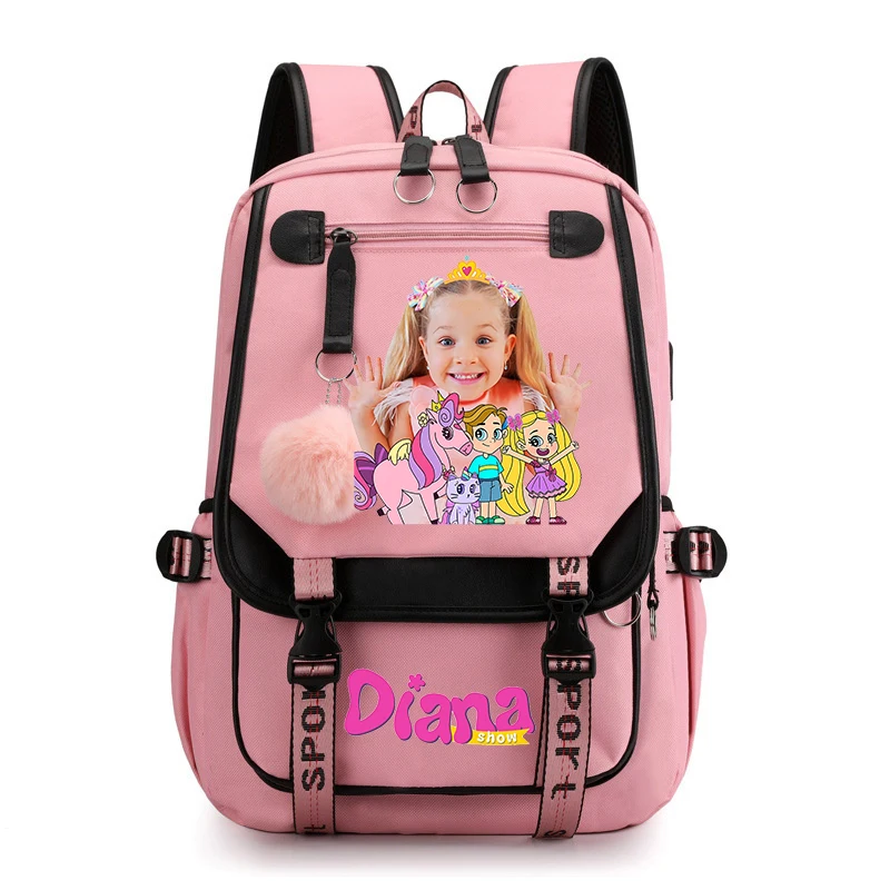 Mochila con estampado de Diana para niño y niña, morral escolar multifuncional de lona, de alta calidad, a la moda