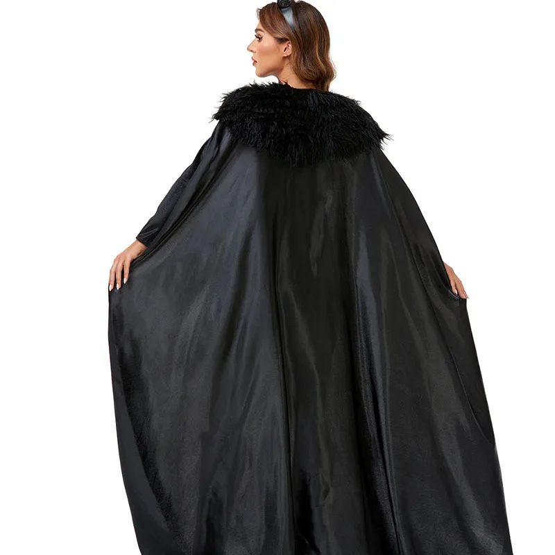 Großes Halloween-Hexenkostüm für Erwachsene, Teufelshexe, Bla-Hexenrock, traditionelles Festival-Urlaubsoutfit für Damen