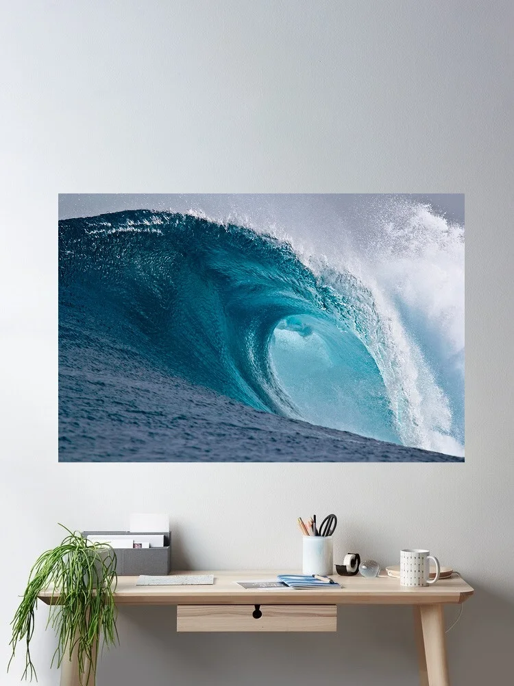 

Large Breaking Wave Ocean Sea Crest Cresting Foam Photograph, Art Print Canvas Poster, Living Room Decor, Home Wall Picture
