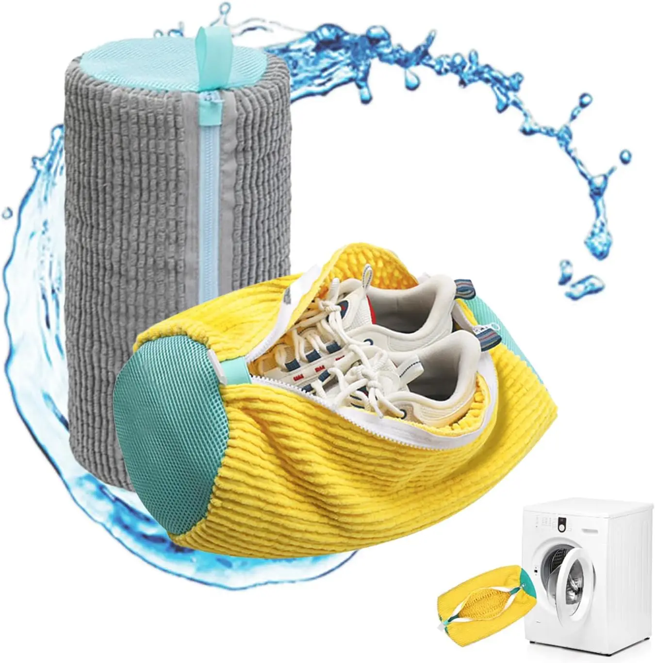 Bolsas de lavandería para zapatos, bolsas protectoras de zapatos no abrasivas para lavadora, zapatillas de deporte, almacenamiento de viaje, malla gruesa con cremallera, 2 uds.