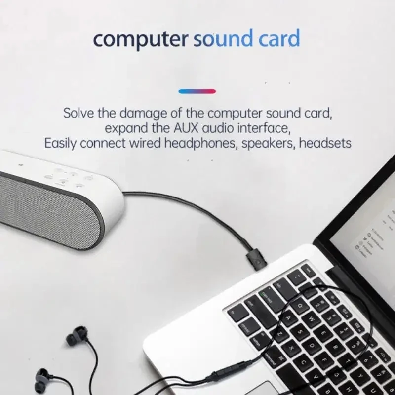 5 in 1 USB Bluetooth 5.2 Receiver Transmitter Wireless Audio Adapter Sound Card 3.5mm Aux Music for TV Computer Car Speaker PC