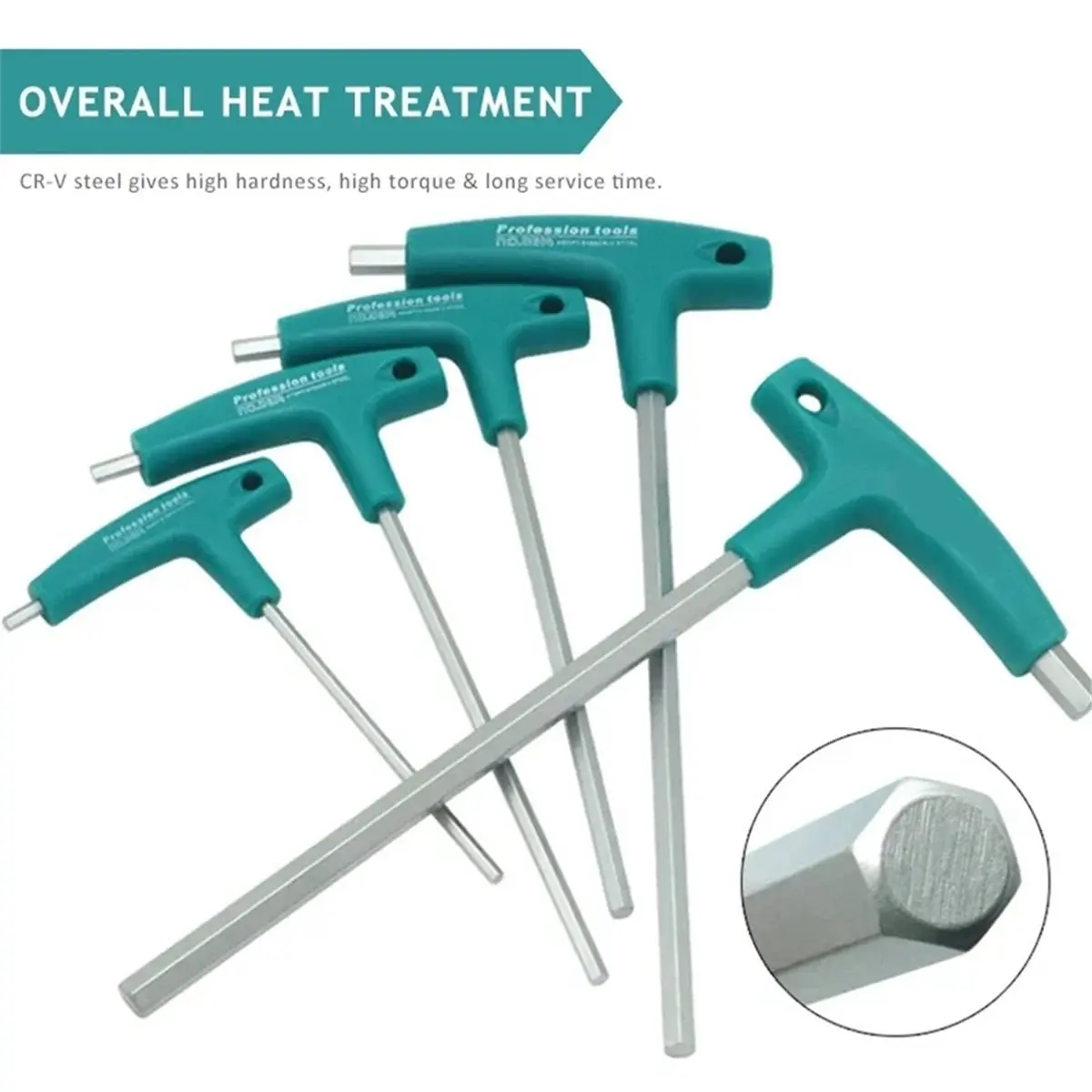 2026 Trend 6PCS Allen Key Wrench Set Hexagon Nuts Spanner Kits T Handle with Storage Bag -V…