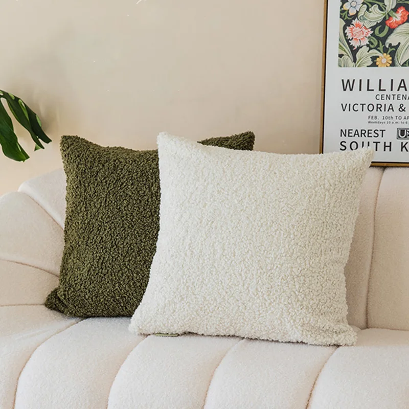 White Plush Cushion Cover Ultra Soft Housse De Coussin Sofa Throw Pillow Cover Comfortable Living Room Home Decoration