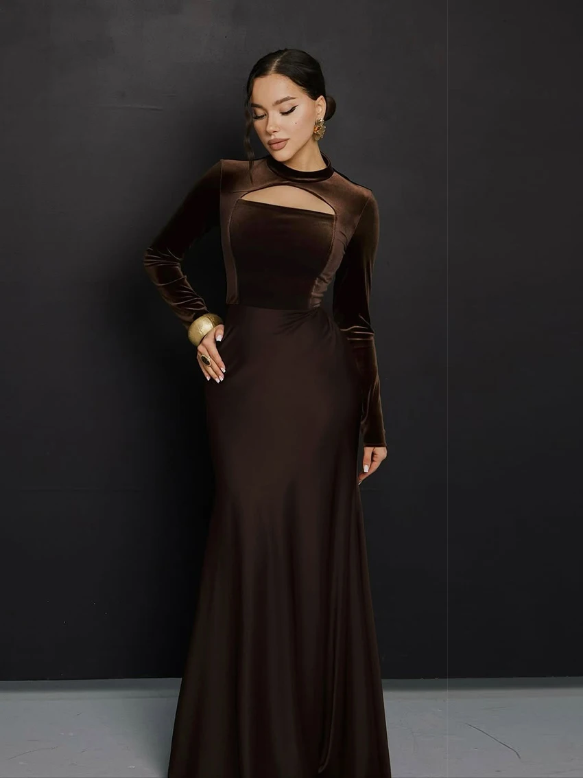 ملابس نوم نسائية شتوية من Marthaqiqi بيجامات برقبة دائرية وأكمام طويلة ملابس نوم عالية الخصر بطول الكاحل فستان نوم أنيق