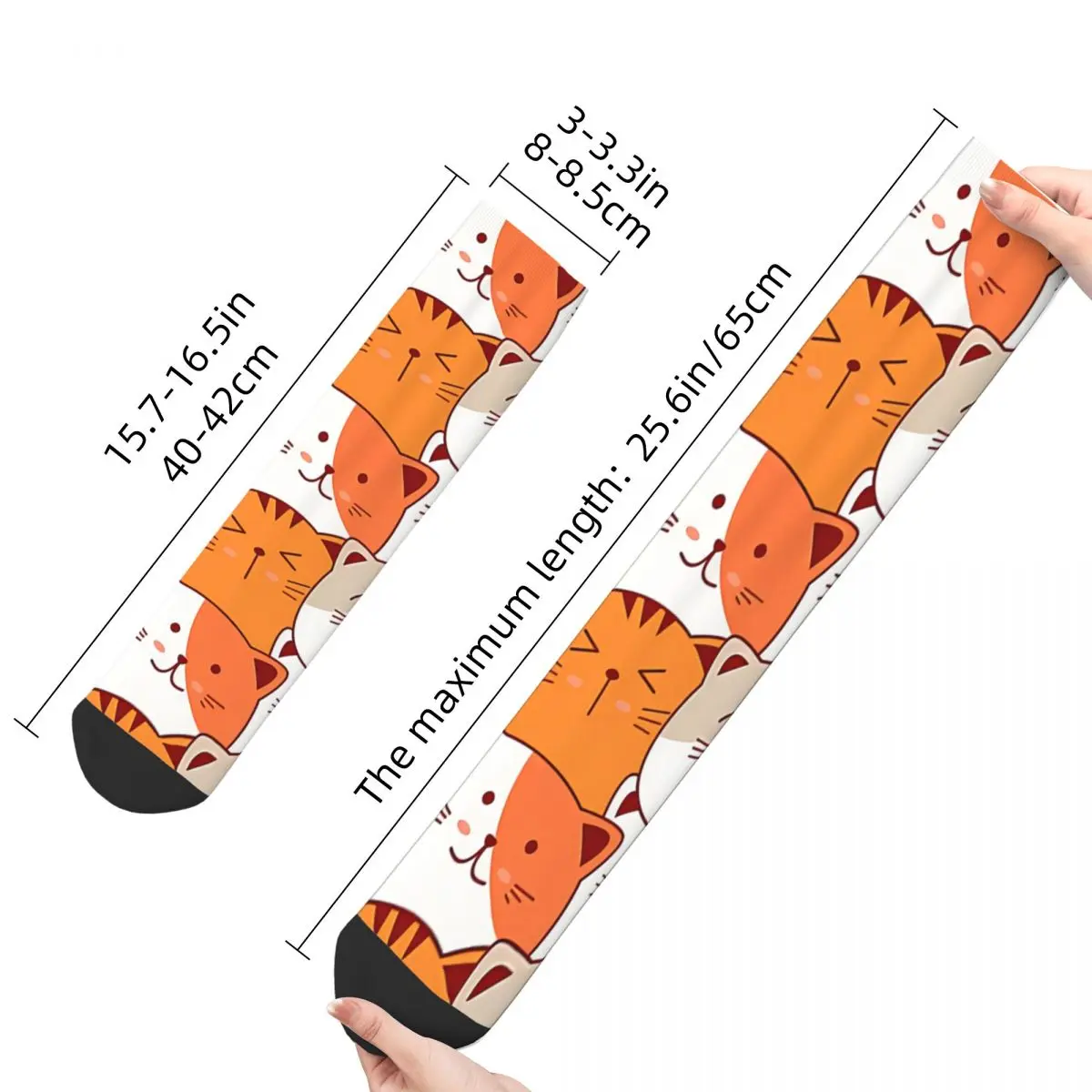 Funny Crazy Sock for Men Cute Cats Vintage Meow Quality Pattern Printed Crew Sock Casual Gift