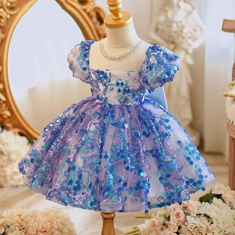 Girls\' dress Spring piano performance catwalk Performance dress High-end princess dress Children\'s birthday hosting flower girl