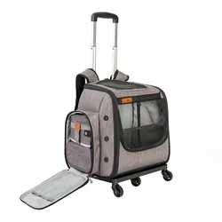 Folding Trolley Pet Bag Large Universal Wheel Pet Backpack Going Out Portable Comfortable And Breathable RV Cat Bag