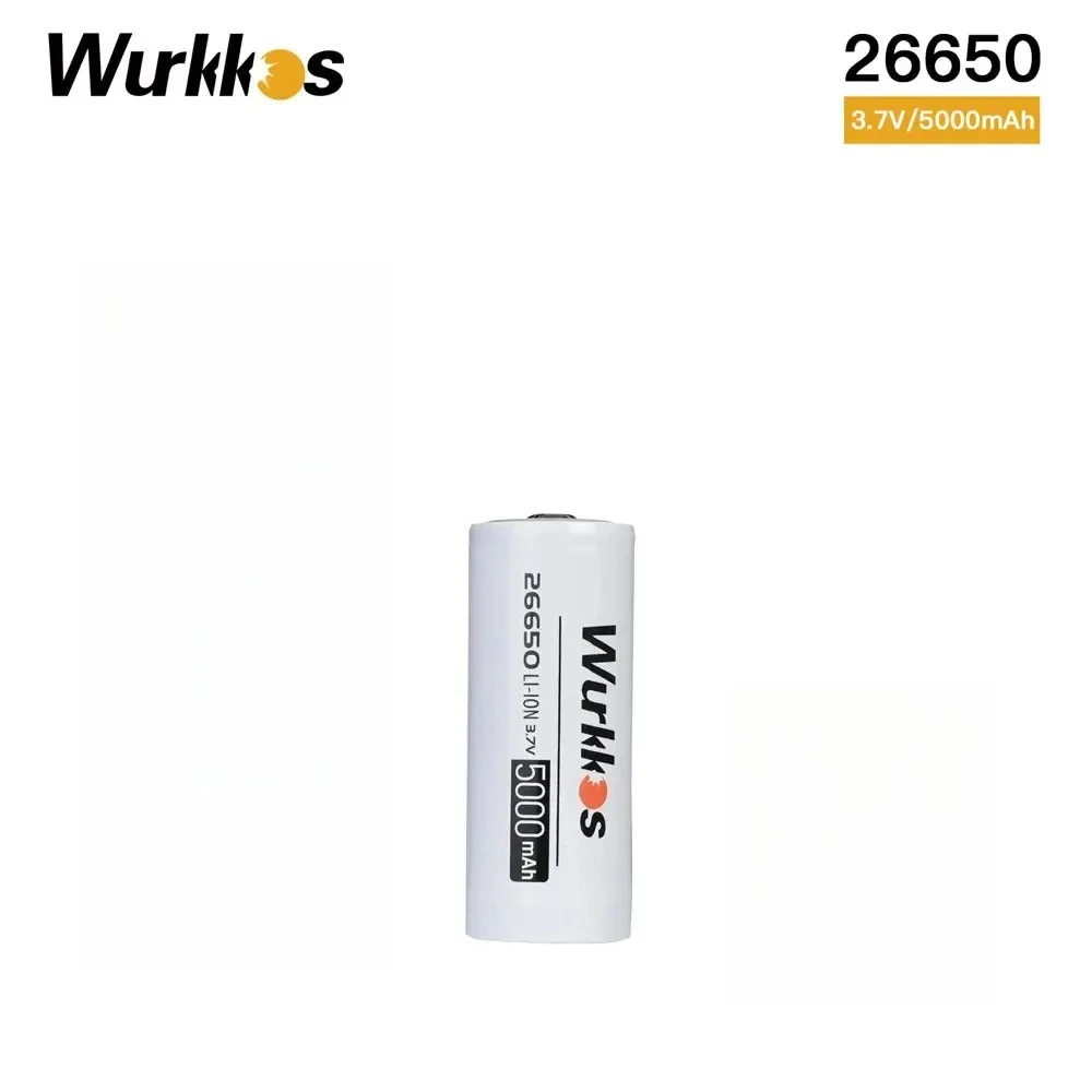 Wurkkos 26650 3.7V 5000mAh Battery Pointed 3C High Capacity Discharge Li-ion Rechargeable Batteries