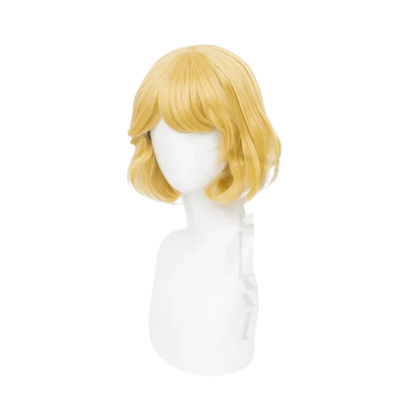 Peluca de Cosplay de The Mind's Eye, juego Identity V de 35CM, cabello sintético dorado resistente al calor, pelucas COS para fiesta de Halloween y gorro de peluca