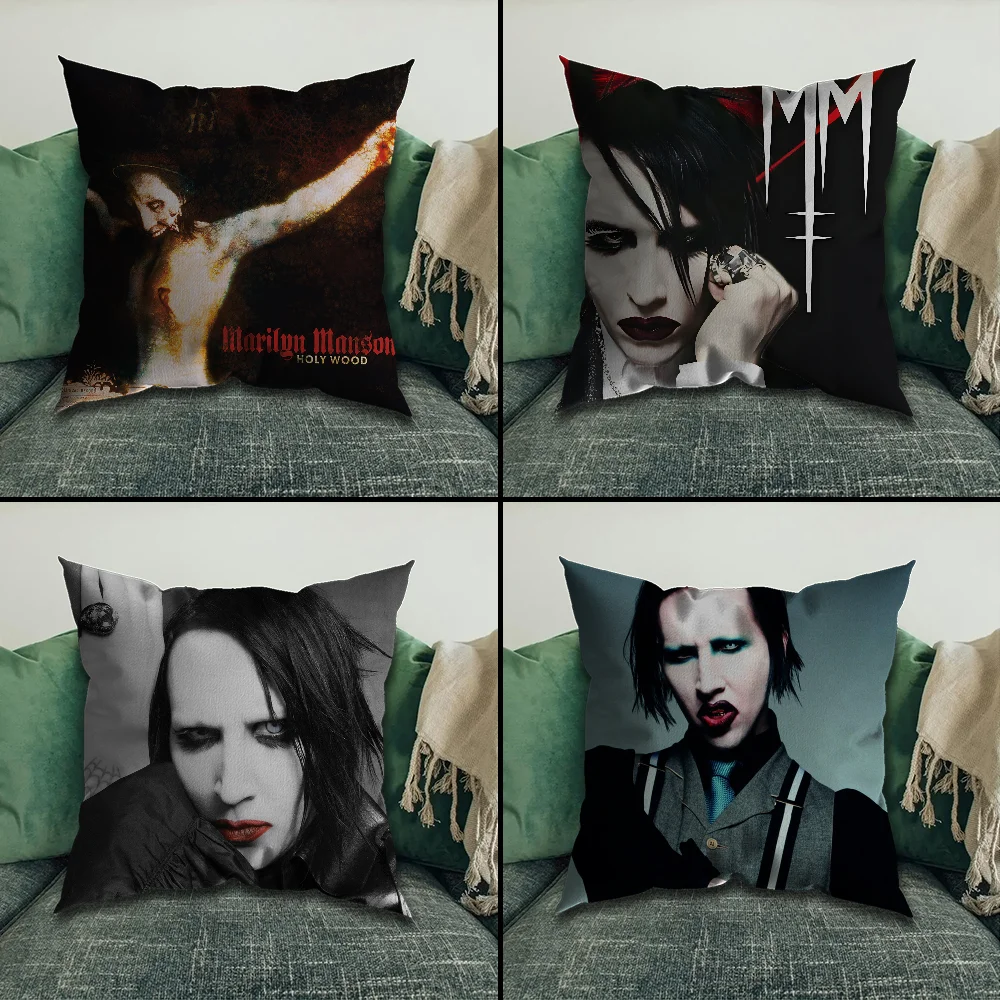 

Music M-Marilyn Manson Pillow Case Pillowcase Home Sofa Cushions Car Cushions Pillowcover Office Pillowshell Pillow