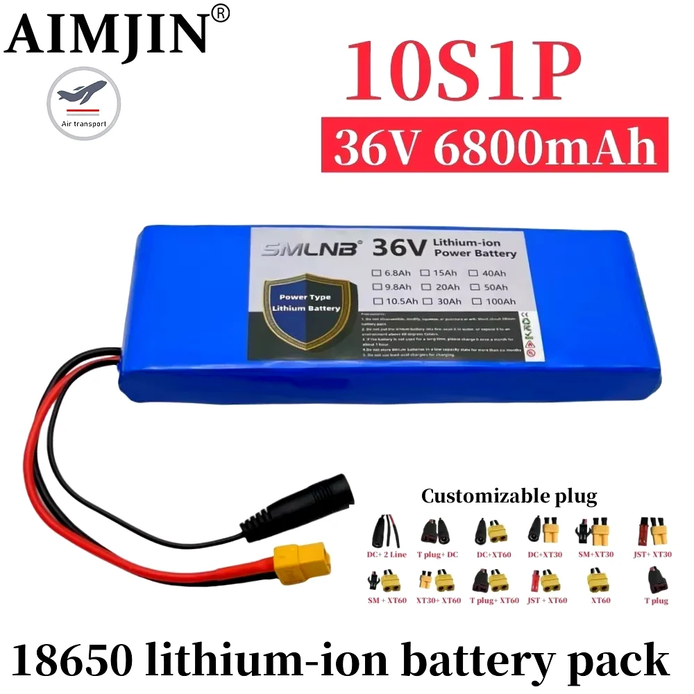 

10S1P 36V 6800mAh 18650 Lithium Li-ion Battery Pack 15A BMS 500W Rechargeable Batteries Electric Car Bicycle Scooter