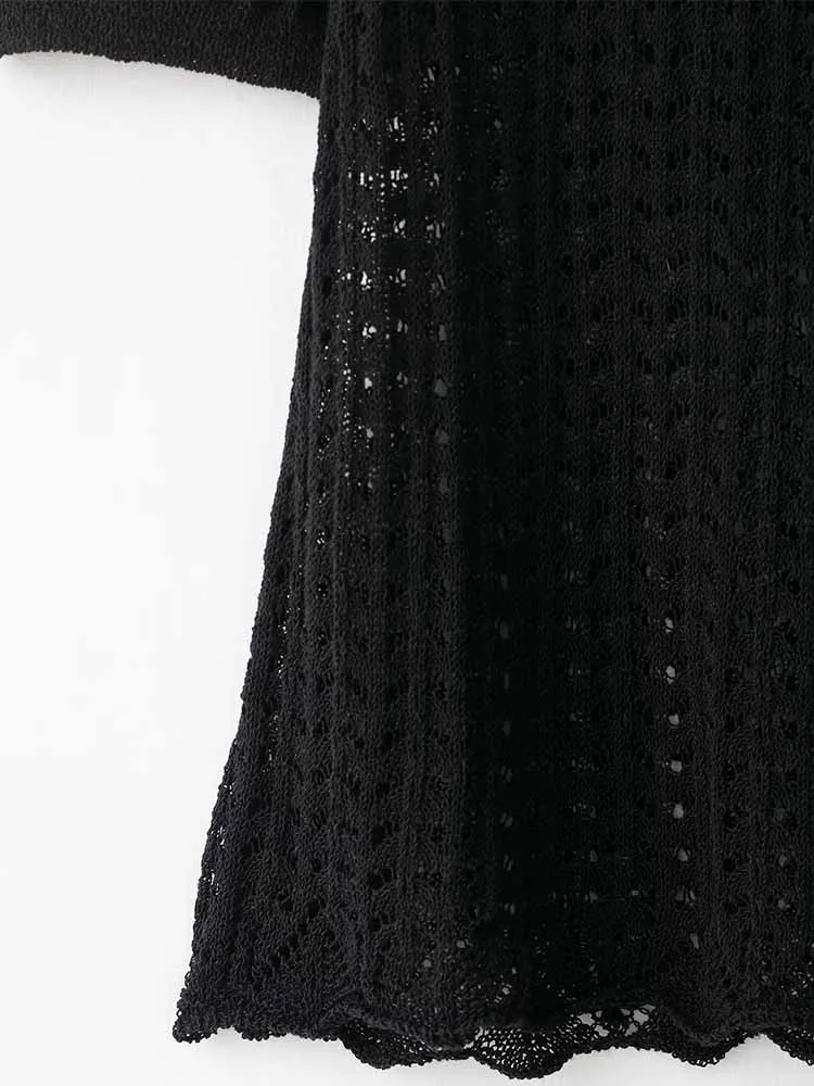 Europese en Amerikaanse stijl herfst nieuwe modetrend dameskleding holle gebreide polokraag top met korte mouwen