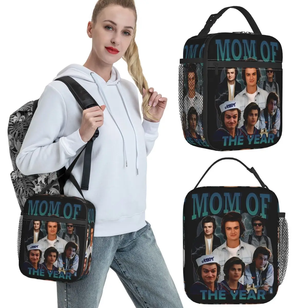 

Funny Vintage Mom Of The Year Steve Harrington Thermal Insulated Lunch Bags for Travel Reusable Bento Box Thermal Lunch Box