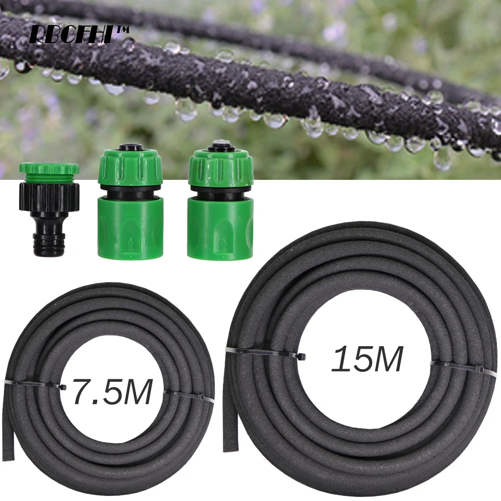 Jeden ID-12MM OD-16MM Wąż do podlewania ogrodu 7,5 m / 15 m Porowate rury do nawadniania Rura przepuszczalna z dodatkowymi złączami węża