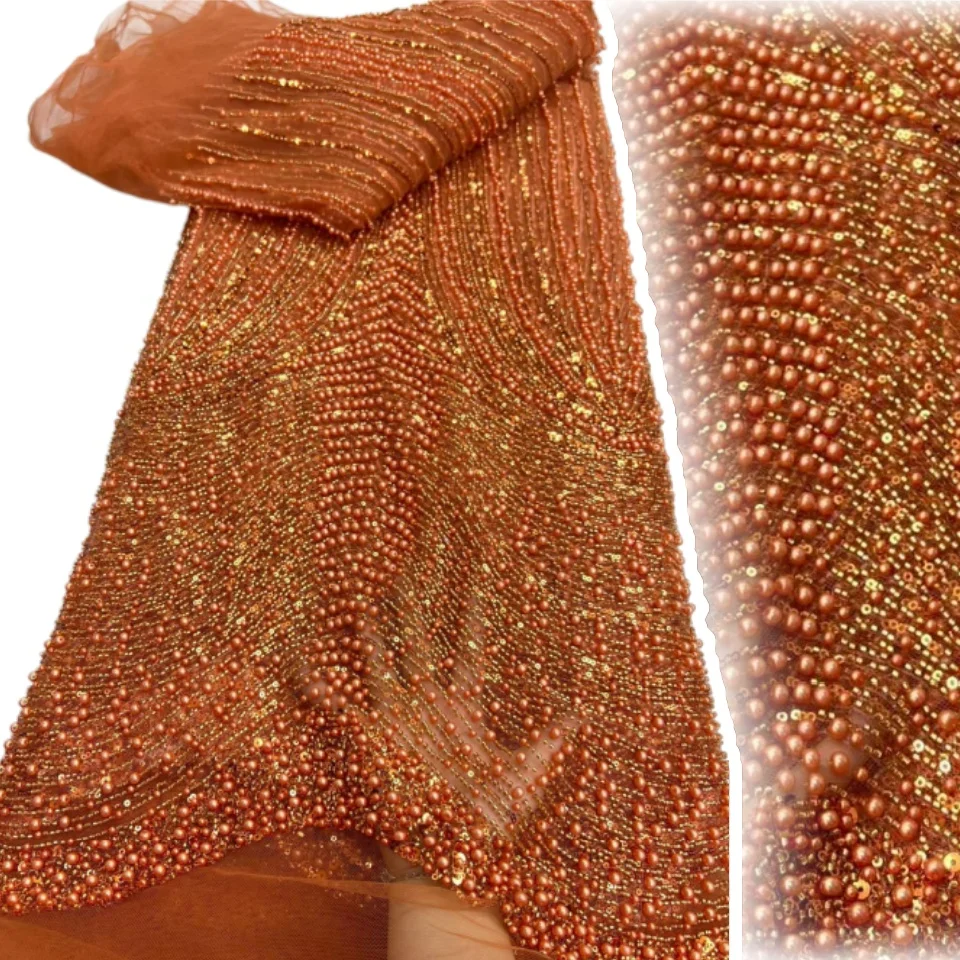 Fashion Elegant French Groom Embroidery Beaded Lace Fabric 2026 High Quality Nigerian Sequins Lace For Wedding Dress 2862