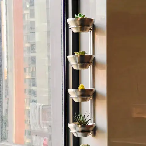 테라스 식물 선반 실내 다육 식물 냄비 플로팅 금속 벽 선반 창틀 꽃 스탠드 현대 발코니 장식