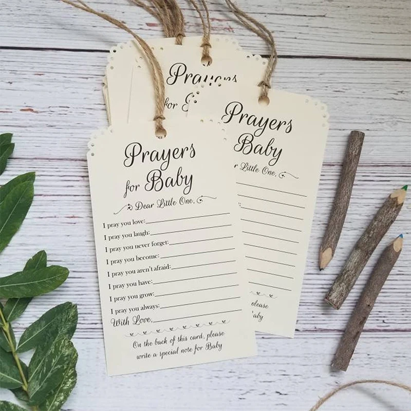 

Personalized Prayers for Baby 12Pcs Handmade Baby Shower Baptism Wishing Tree Tags Baby Christening Wish Cards Blessing Cards