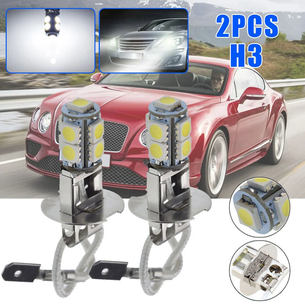 2x For H3 Car Fog Light DRL Driving Lamp 6V 5050 LED Chips 6000K White Flashlight Torches Replacement Bulb 360 Degrees Fog Lamp