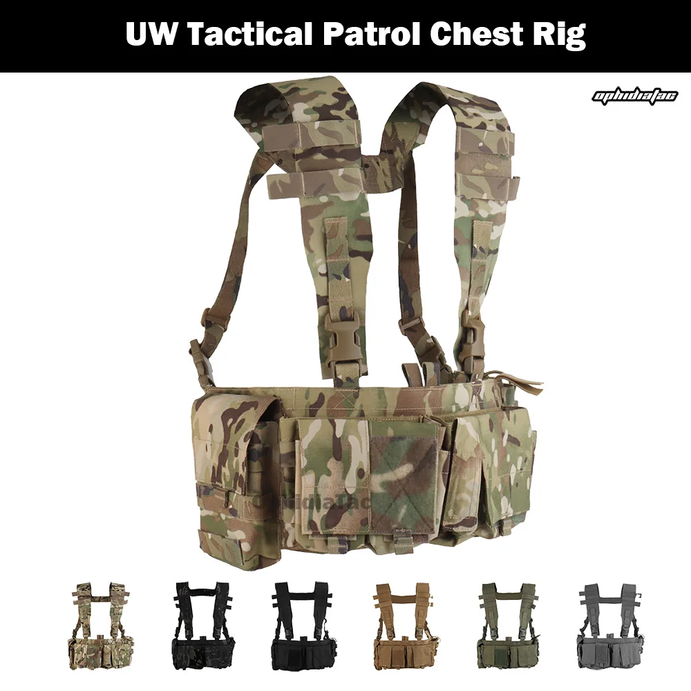 

OphidianTac UW Tactical Patrol Chest Rig Hunting Vest With 8pcs Internal Functional Extension Storage For Radio Magazine Pouch