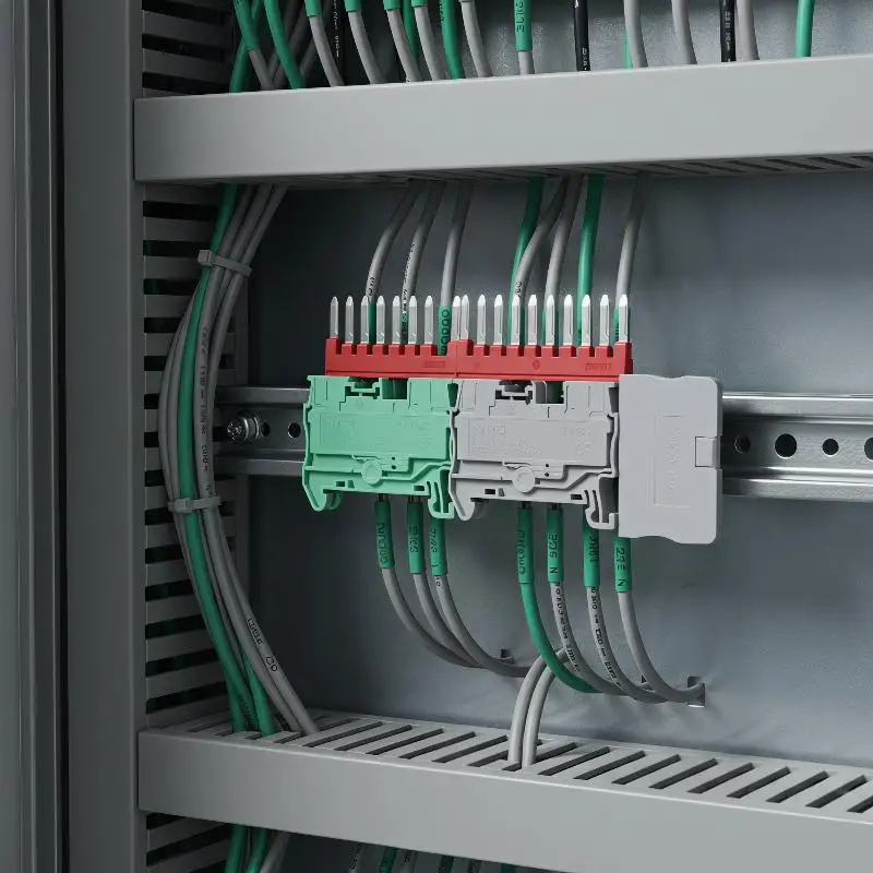 PT2.5 DIN Rail Spring Terminal Block Set 5/10PCS PE End Cover Included Anti-Corrosion for Power Distribution Equipment Maintena