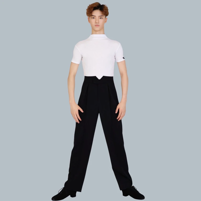 Costume de danse de salon pour enfants, haut de danse latine à manches courtes, pantalons de danse modernes pour garçons, vêtements d'entraînement de danse latine SL13462