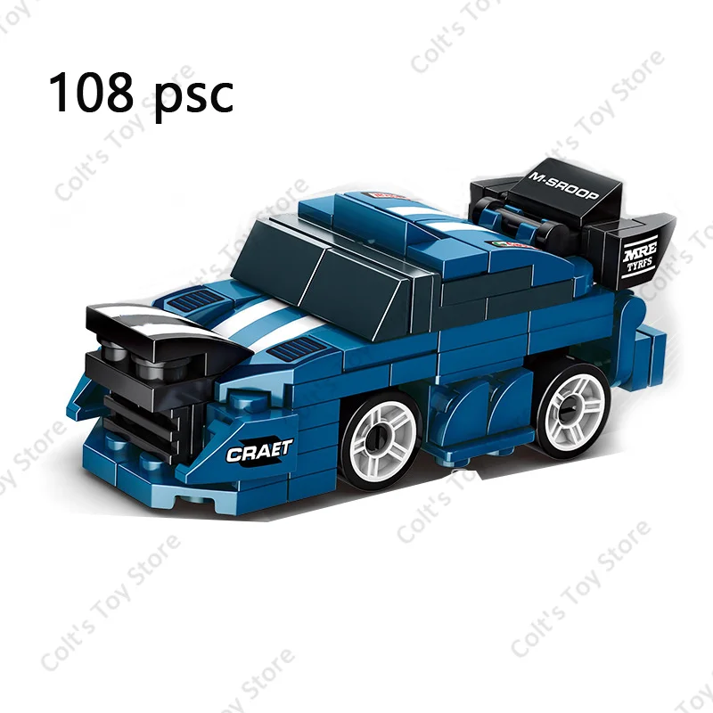 New Speed Championship F1 Super Sports Racing Building Blocks MOC Small Vehicle Car Classic Model Bricks Toys For Kids Gifts