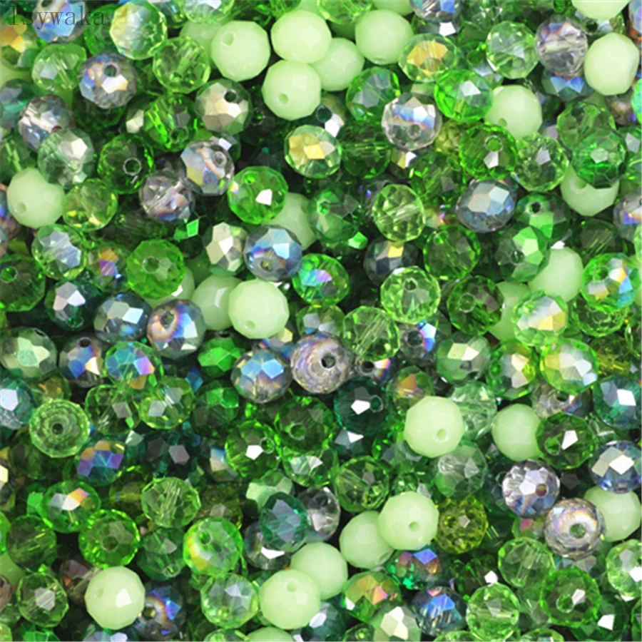 Isywaka Green Multicolor 2mm,3*4mm,4*6mm,6*8mm Austria faceted Crystal Glass Beads Loose Spacer Round Beads for Jewelry Making