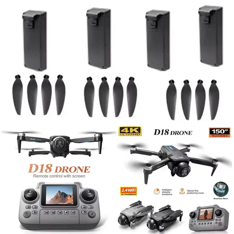 

D18 RC Drone Battery Propeller D18 Screen RC Drone Original Accessories D18 RC Dron battery Blades Parts D18 Dron Battery